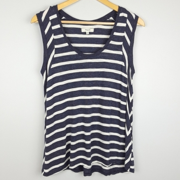 Madewell Tops - Madewell Blue and White Relaxed Tank Top